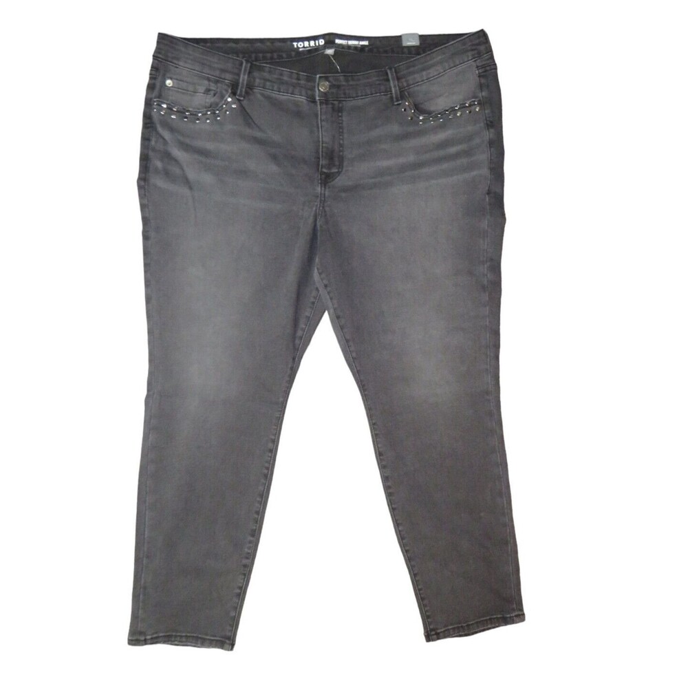 Torrid Perfect Skinny Ankle Vintage Stretch Mid-Rise Studded Jean Plus 22 Tall